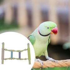 4 Step Bird Ladder Perch for Small Parrots Accessory Sturdy Wood  Rope Toy