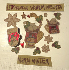 Winter Dimensional Scrapbooking Stickers   Snowman Cocoa Holly, Mittens  Mugs