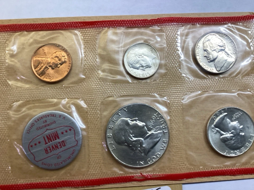 1960 PD US Mint Uncirculated 10 Coin Set in Original Packaging 091125 53uq - Image 4 of 4
