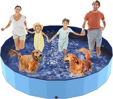 97" Foldable Dog Pool Kiddie Swimming Pool,Plastic Non-Slip Hard Shell Kids Wa..