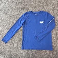 Vineyard Vines Shirt Kids Large Size 14 Blue Whale Graphic Long Sleeve Pullover