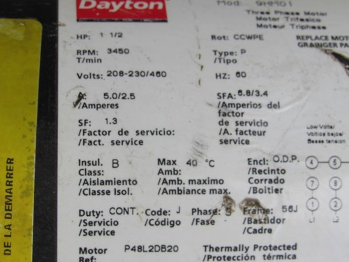 Pompe centrifuge Grainger TEEL 9HM01 1,5 CV Dayton 4RH49 208-230/460 - Photo 4/11