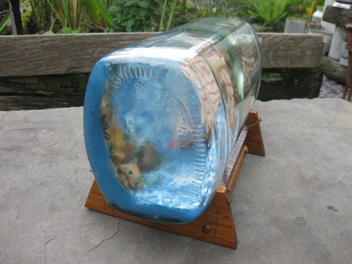 Vintage Ship in Bottle in Large Teachers Whisky Bottle ~ 49 cm Long ~ Stand - Picture 5 of 16