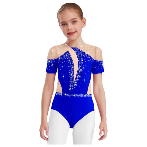 Kinder Mädchen Tanzkleidung Sportliche Bodysuit Rhythmisch Leotard Sheer Mesh - Bild 21 von 75
