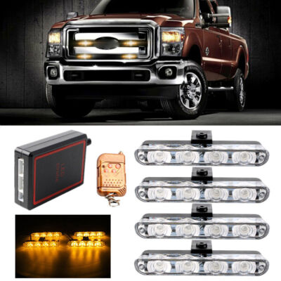 4Stk 12V LED Auto KFZ Frontblitzer Blitzlicht Warnleuchte LKW Strobe Licht DE
