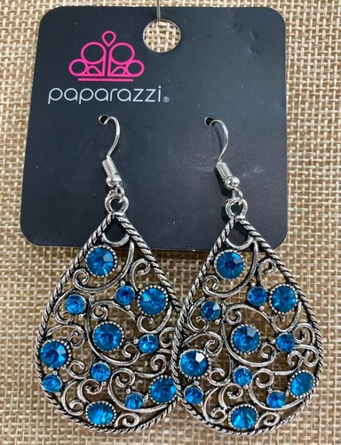 Paparazzi Certainly Coutier Blue Rhinestone Earrings - Picture 5 of 6