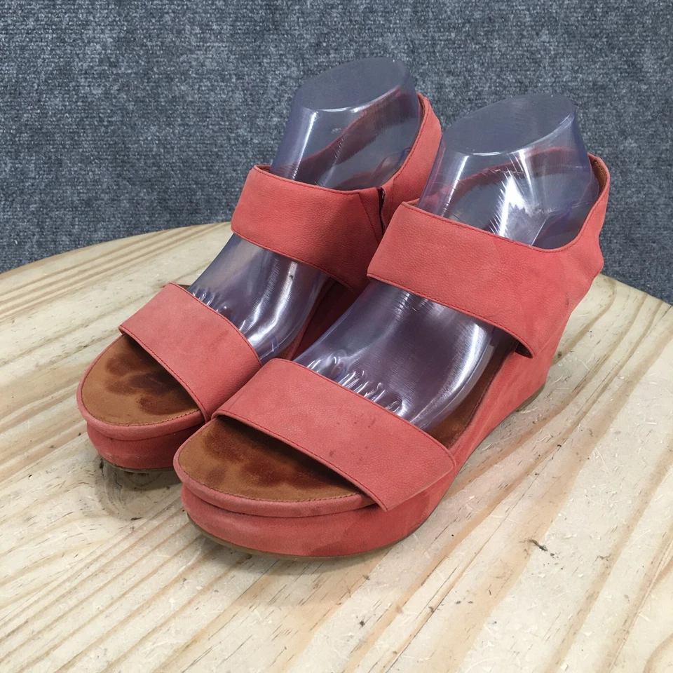 Sandalias Gentle Souls para mujer 9,5 M enebro Barry cuña sin cordones cuero rojo Foto 3 de 4