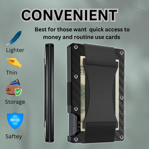 Men's RFID Blocking Slim Money STRAP Clip Wallet Card ID Holder Thin Minimalist - Picture 15 of 36