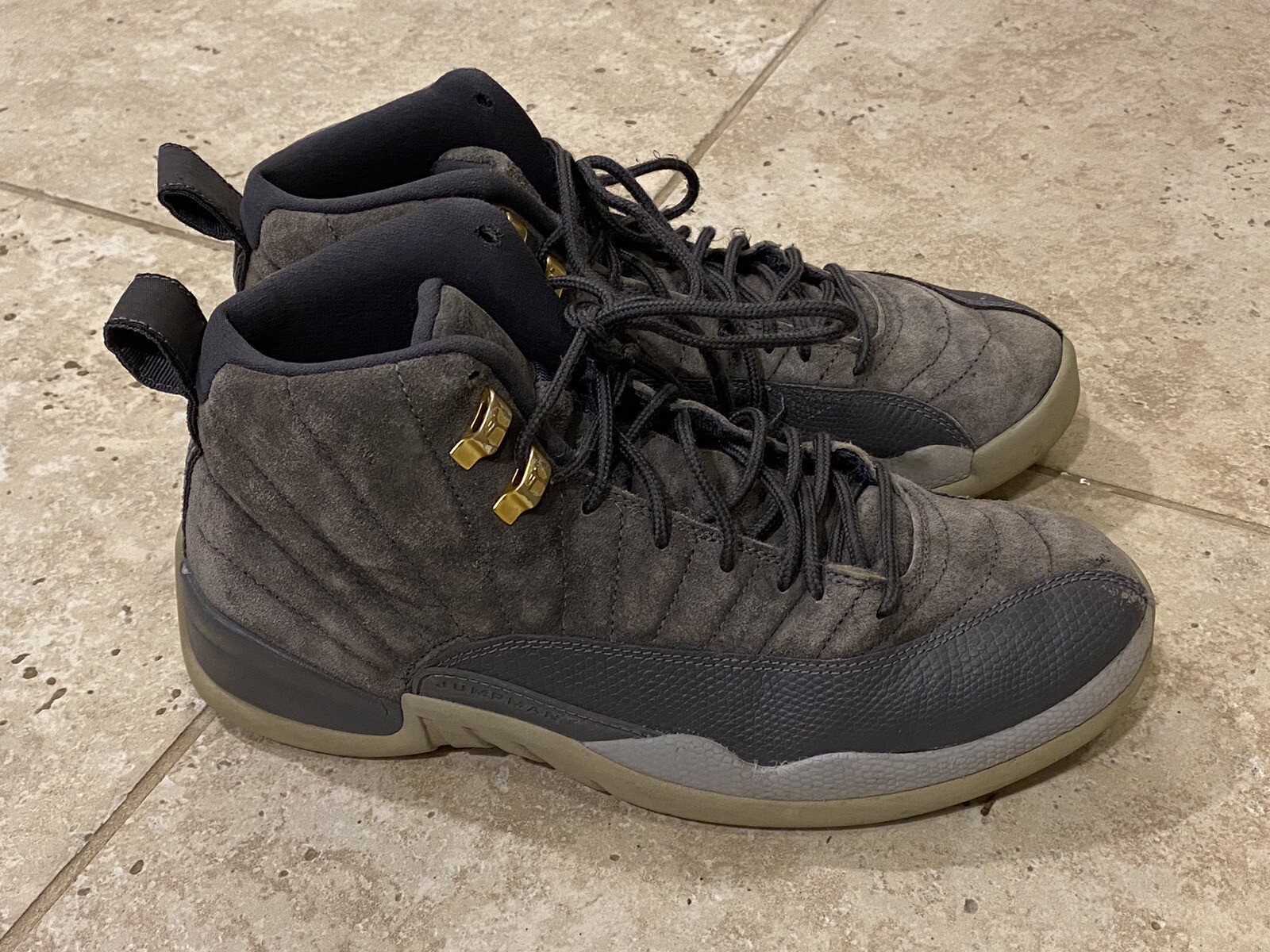 Nike Air Jordan 12 Retro Dark Grey 130690005 Suede Shoes Sneakers 9.5