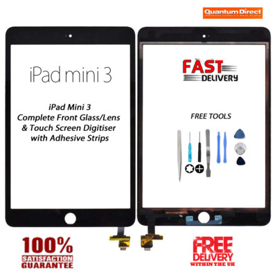 NEU iPad Mini 3 komplett Front Glas Digitizer Touchscreen mit Werkzeug - SCHWARZ