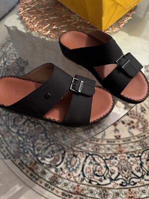 Altawash ( Dubai)very Expensive calf Leather Black Sandals Unisex Size6.5