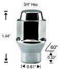 20-Pack MC POWERSPORTS 12mm X 1.50 Solid Bulge Chrome Lug Nuts – #1907