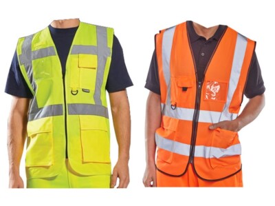 Hohe Sichtbarkeit Executive Weste Weste Sicherheit Hi Vis Viz Telefon Ausweis Tasche Top