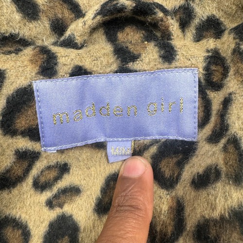 VTG Y2K Madden Girl Peacoat Womens Medium Brown Preowned Leopard Print Belted - Picture 4 of 9