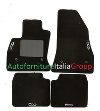 Tappetini auto in moquette su misura 4 Loghi 4 fix per 500L 2012>2017