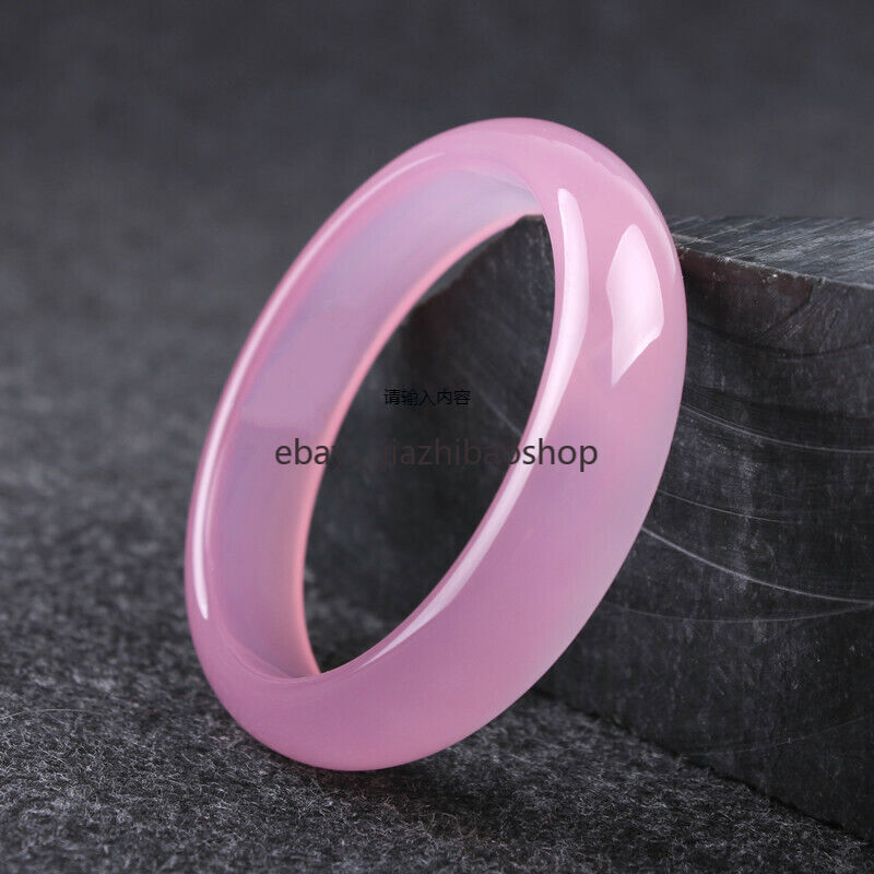 Natural Icy Pink Agate Bangle Bracelet Chalcedony Charm Jewelry Amulet Women