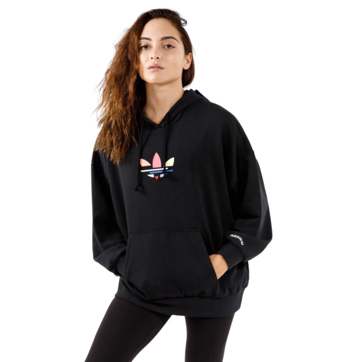 NWT Adidas Originals Womens Size XS Adicolor Shattered Trefoil Oversized Hoodie
