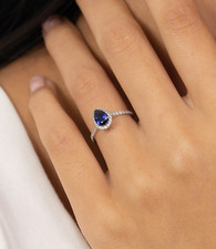 925 Sterling Silver Lab Created Sapphire Engagement Ring September Birthstone