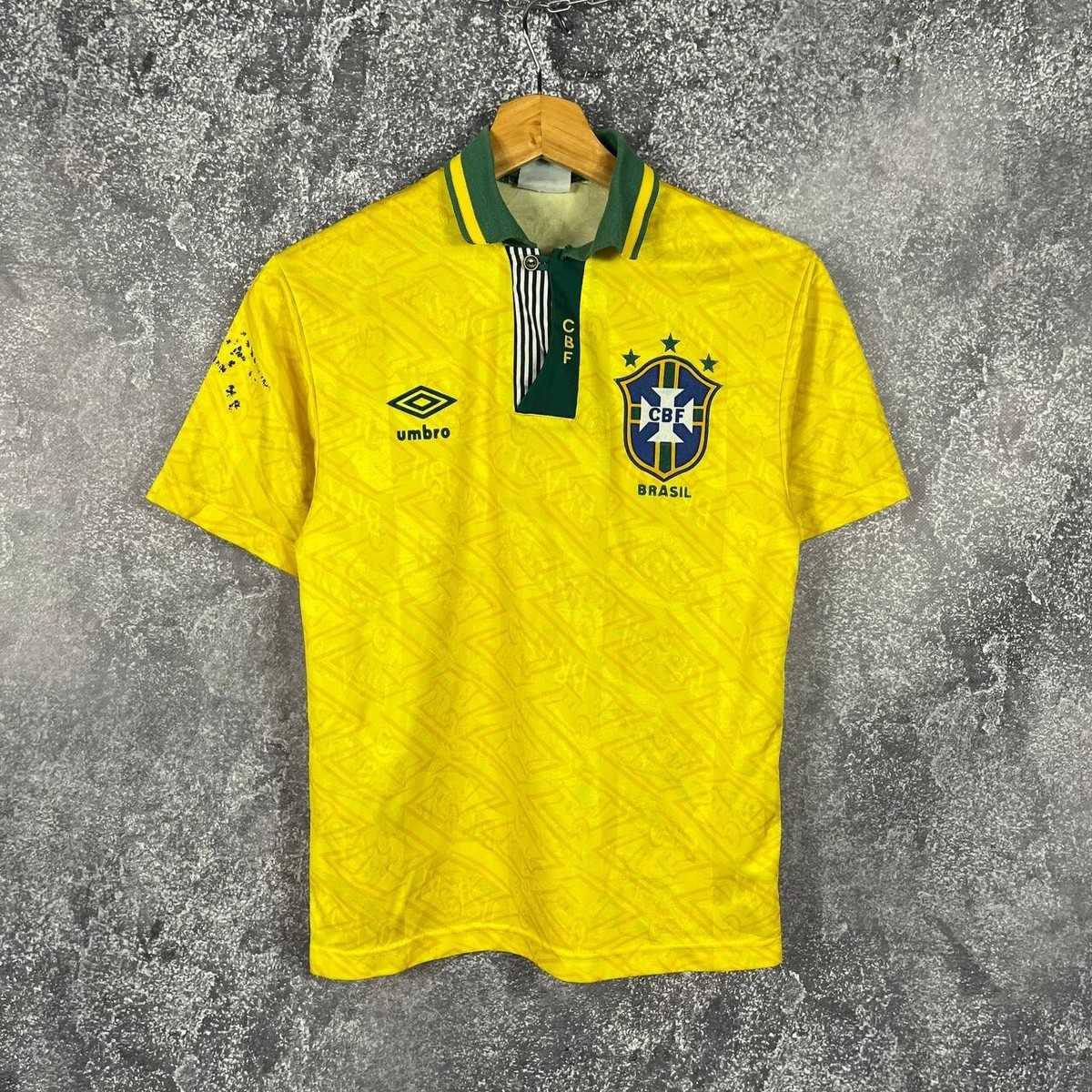 1990s Vintage UMBRO×Brazil Game Shirt Umbro Brazil 1992/93 Home Vintage Soccer Jersey T-Shirt Polo
