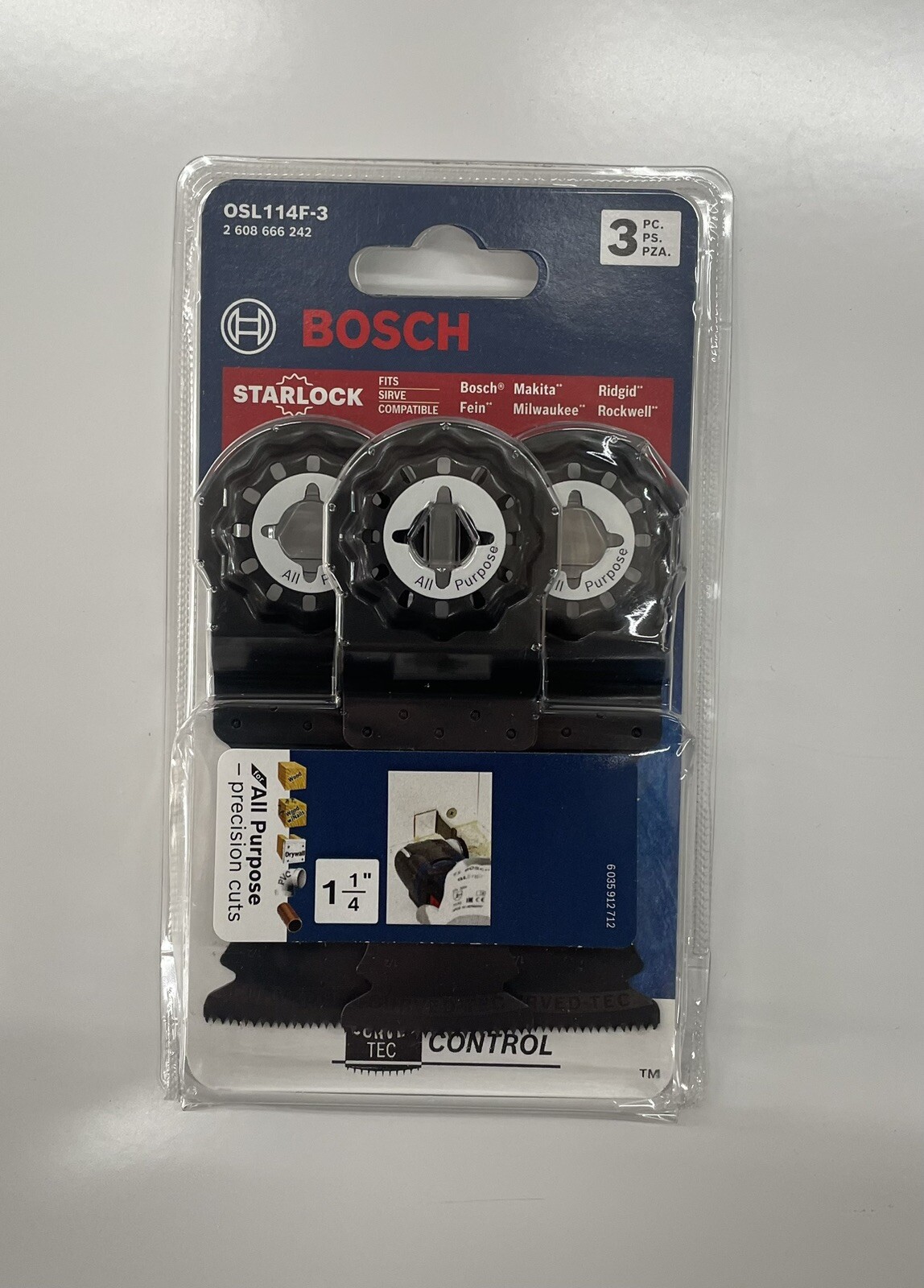 Bosch (3) Piece 1-1/4” Starlock Curved-Tec Oscillating Tool Blades OSL 114-3