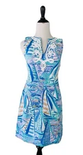 Lilly Pulitzer Harper Sleeveless Shift Dress Cotton  All About Time  Sz L