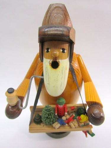 Erzgebirge KWO Räuchermann Räuchermännchen Spielzeughändler Bauchladen Holz 19cm - Bild 2 von 13