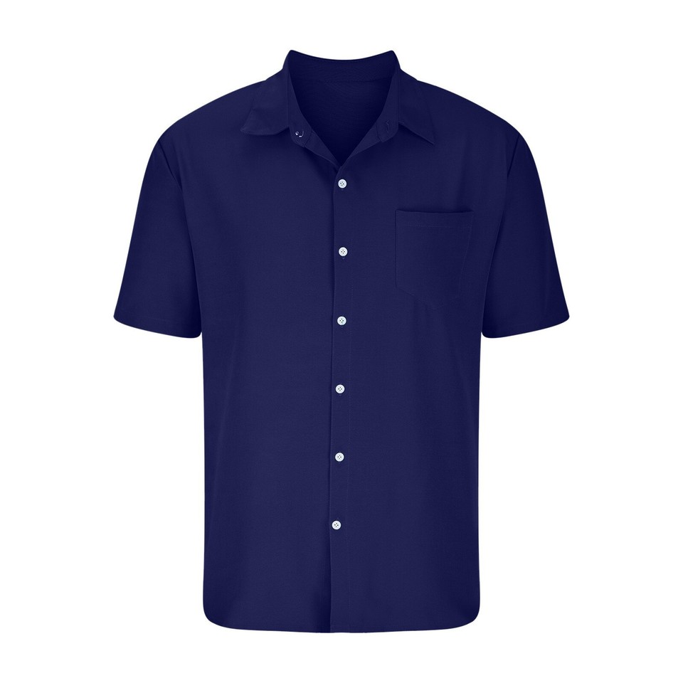 Mens Short Sleeve Dress Shirt Casual Solid Buttonup Baggy Tops Summer