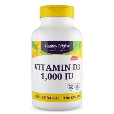 Healthy Origins, Vitamin D3, 1000IU, 360 Weichkapseln - Blitzversand