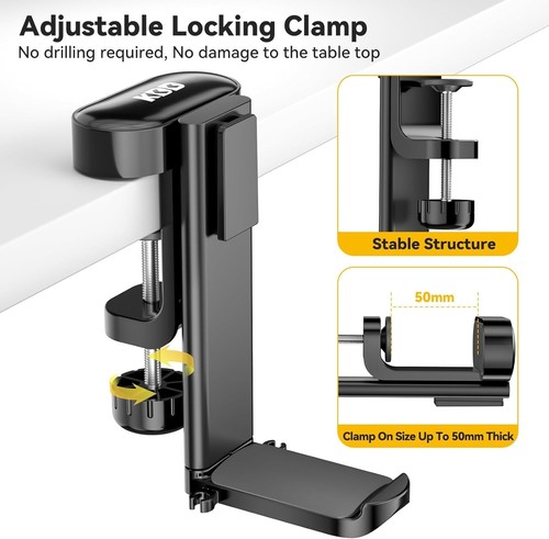 KDD 4 in 1 Desk Cup Holder - Clamp on under Desk Headphone Hanger - Rotating ... - Picture 3 of 7