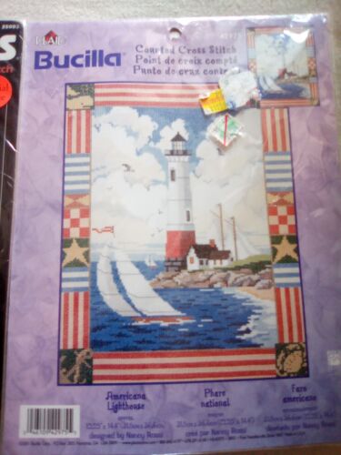 Bucilla Cross Stitch Kit Americana Lighthouse Dimensions Peaceable Kingdom VTG