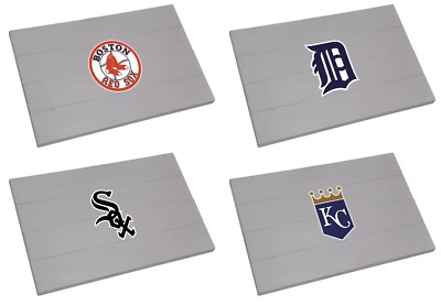 MLB Door Mat Patio Garage Entry Way Solid Wood Grey Finish Team Logo Vinyl Decal