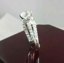 1ct Round Center Sterling Silver Rings, AAA Cubic Zirconia Stones, Size 7.25 V v