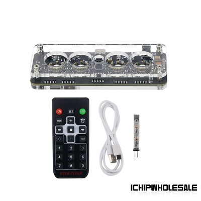 IN14 Nixie Tube Clock Acrylic Base with Colon Tube + Remote for 4-bit IN14 Punk