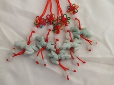 Lot of 5 Chinese Zodiac HORSE Butterfly Knot Jade Cell Phone Charm Strap Red
