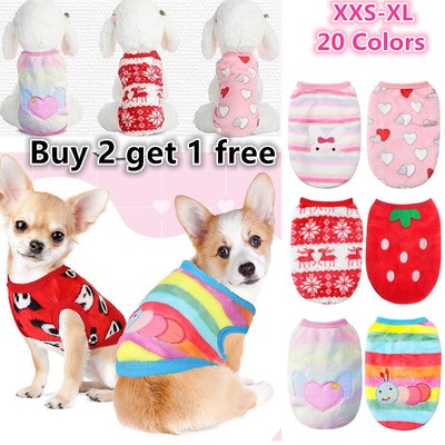 Cartoon Small Dog Puppy Vest Flannel Warm Small Teacup Dog pets Clothes
