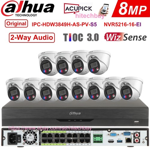 Dahua IPC-HDW3849H-AS-PV-S5 Full-color 8MP PoE WizSense Camera 16CH 4K NVR Lot - Picture 15 of 18
