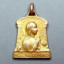 Immaculate conception. St Virgin Mary. Antique Gold Filled FIX Pendant by Tairac
