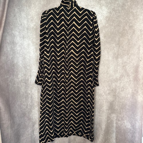 Vintage 50/60s Nat Kaplan Couture 100% Silk Chevron Neck Bow Size Women’s M/L - Picture 5 of 10