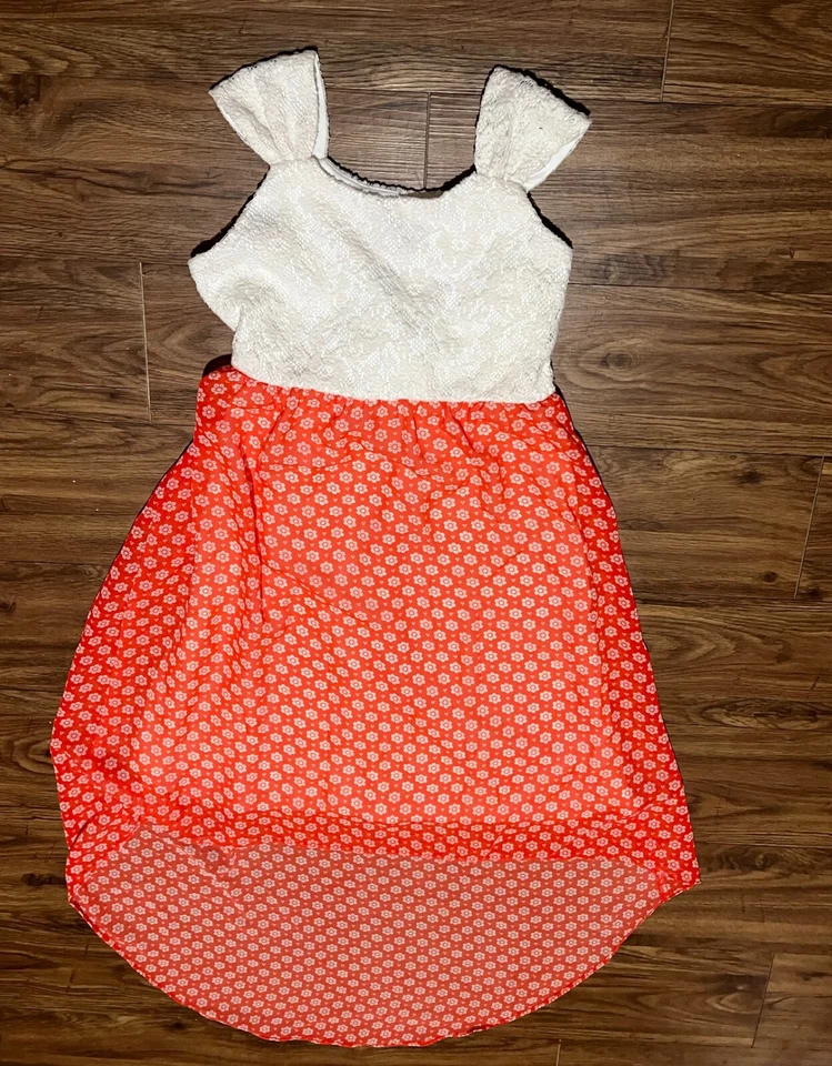 Vestido Ediciones Raras Niña Grande Alto Bajo Beige y Naranja Niños Talla 8-16 años Foto 2 de 4
