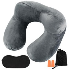 1 PcsInflatable Travel Pillows for Sleeping Airplane Adult, Dark Gray