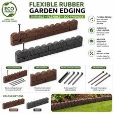 Flexible Rubber Garden Edging Lawn Border Brick Effect Path Eco 120cm