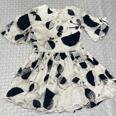 MARIN & MORGAN girls black and white geometric print dress size 10