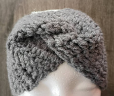 Crochet Handmade Twist Headband/Ear Warmer Color Gray