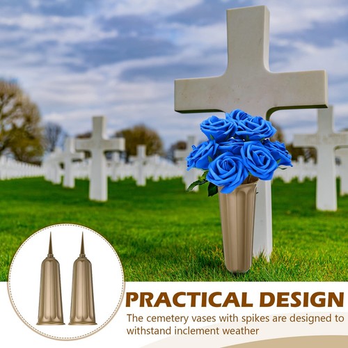 12 Pcs Cemetery Vases with Spikes Plastic Memorial Floral Grave Flower Holder... - Picture 7 of 7