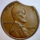 1942 ERROR CLIPPED Lincoln WHEAT Cent Nice XF Coin EF Clip LOT #7   FREE SHIP