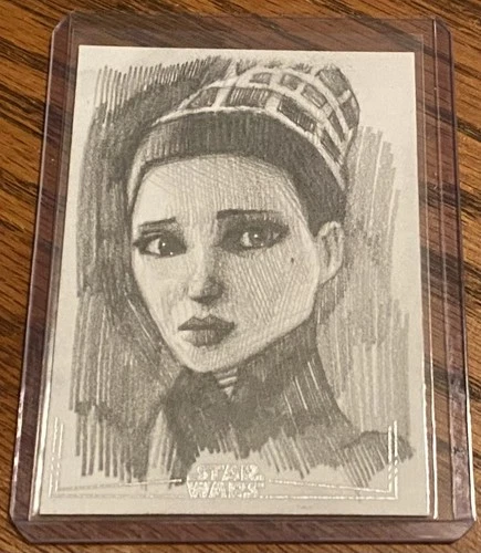 2025 Chrome Galaxy Star Wars Padme Amidala Sketch Card 1/1 Andrew Fry
