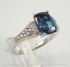3Ct Art Deco Style Lab-Created Blue Sapphire Anniversary 14K White Gold FN Ring