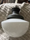 Vintage. White Milk Glass Globe Pendant Light  Shade &  Gallery  To Restore