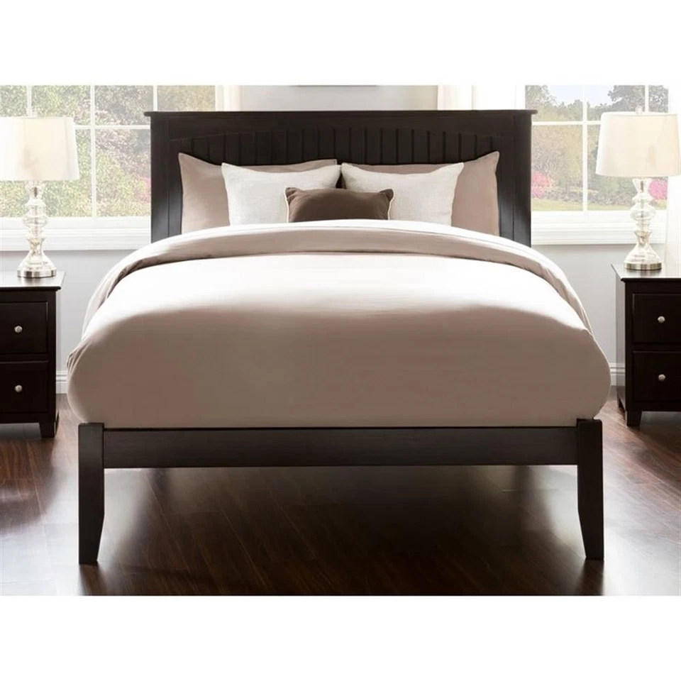 Cama de plataforma de madera maciza AFI Nantucket King con cargador USB en espresso Foto 3 de 4