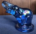 Blue Glass Elephant Figurine Unmarked Fenton?
